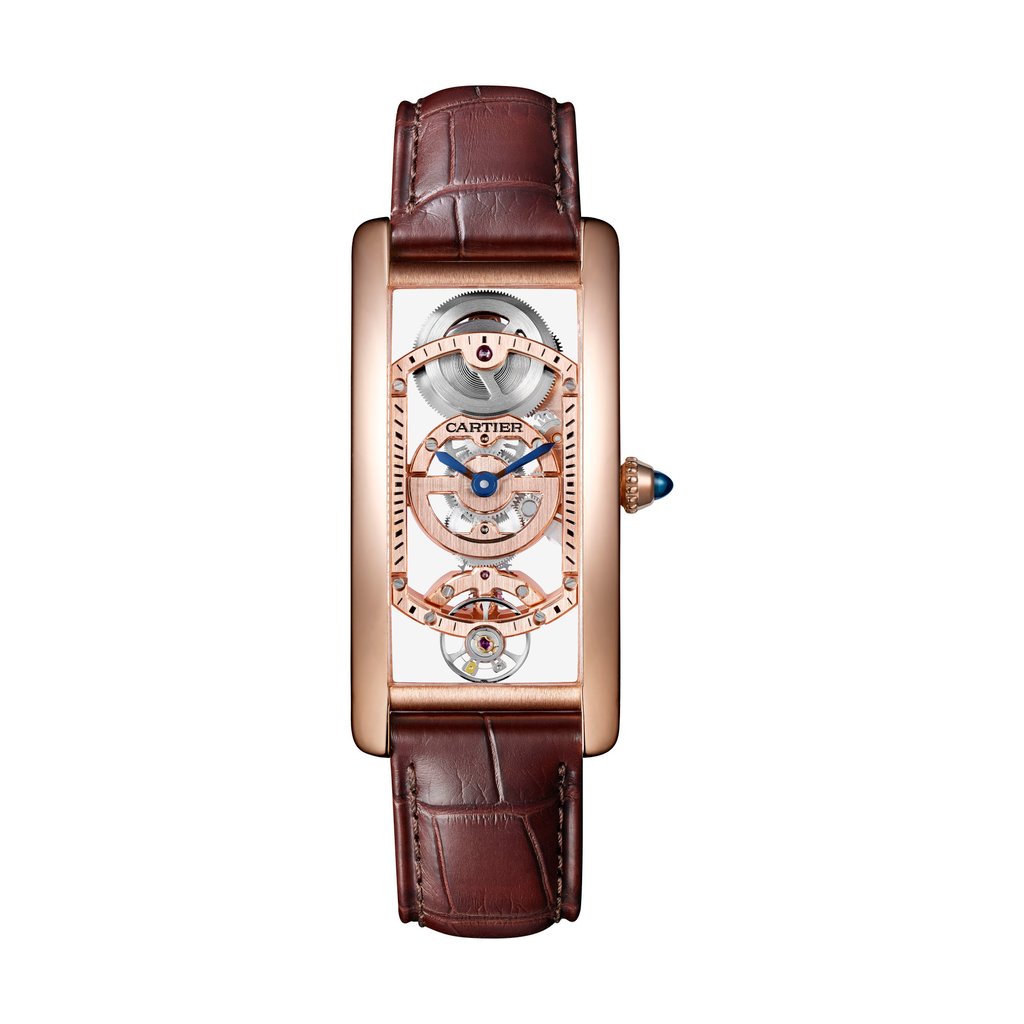 The Cartier Tank Cintrée Skeleton. Photo: Cartier
