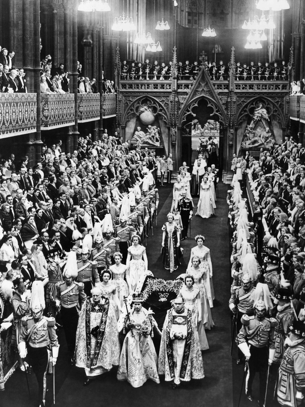 Queen Elizabeth on her Coronation Day in Westminster Abbey, London. Photo: Getty Images Queen Elizabeth on her Coronation Day in Westminster Abbey, London. Photo: Getty Images