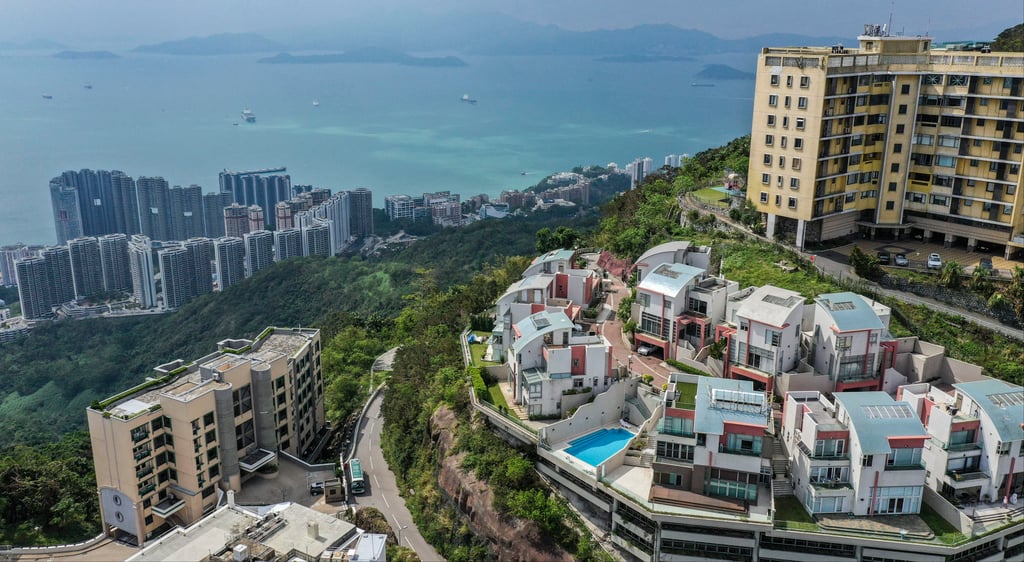 Luxury homes and residential buildings on Mount Kellett Road, The Peak, overlooking Southern district. Photo: Roy Issa