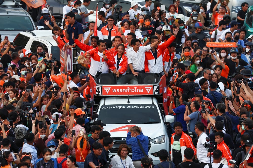 Move Forward Party Pita Limjaroenrat waves to supporters in Bangkok on May 15, 2023. Photo: Reuters Move Forward Party Pita Limjaroenrat waves to supporters in Bangkok on May 15, 2023. Photo: Reuters