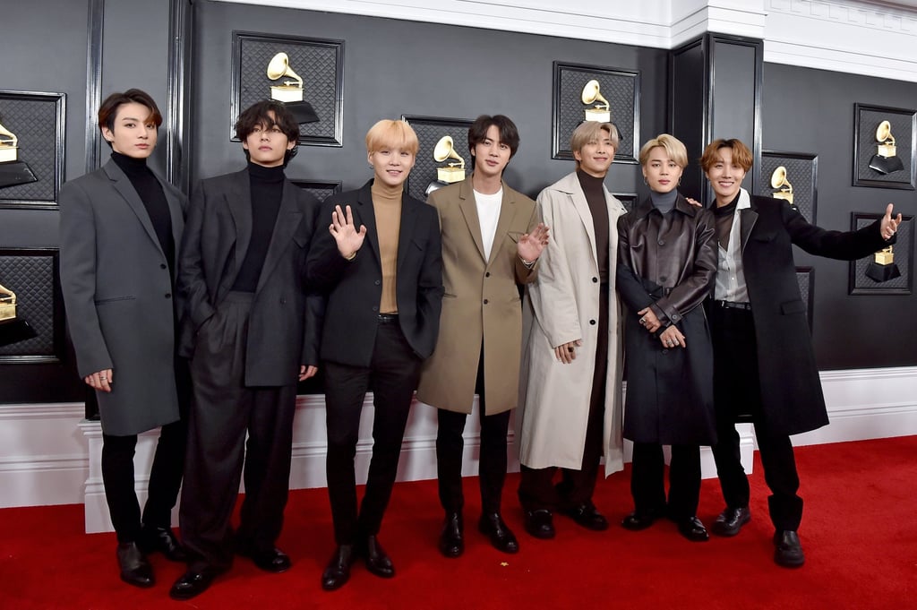 (From left) BTS members Jungkook, V, Suga, Jin, RM, Jimin and J-Hope of music group BTS at the 62nd Grammy Awards in Los Angeles, in 2020. Photo: Getty Images