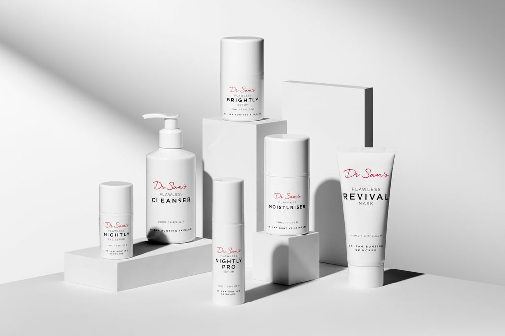 The Dr Sam’s Skincare collection. The Dr Sam’s Skincare collection.