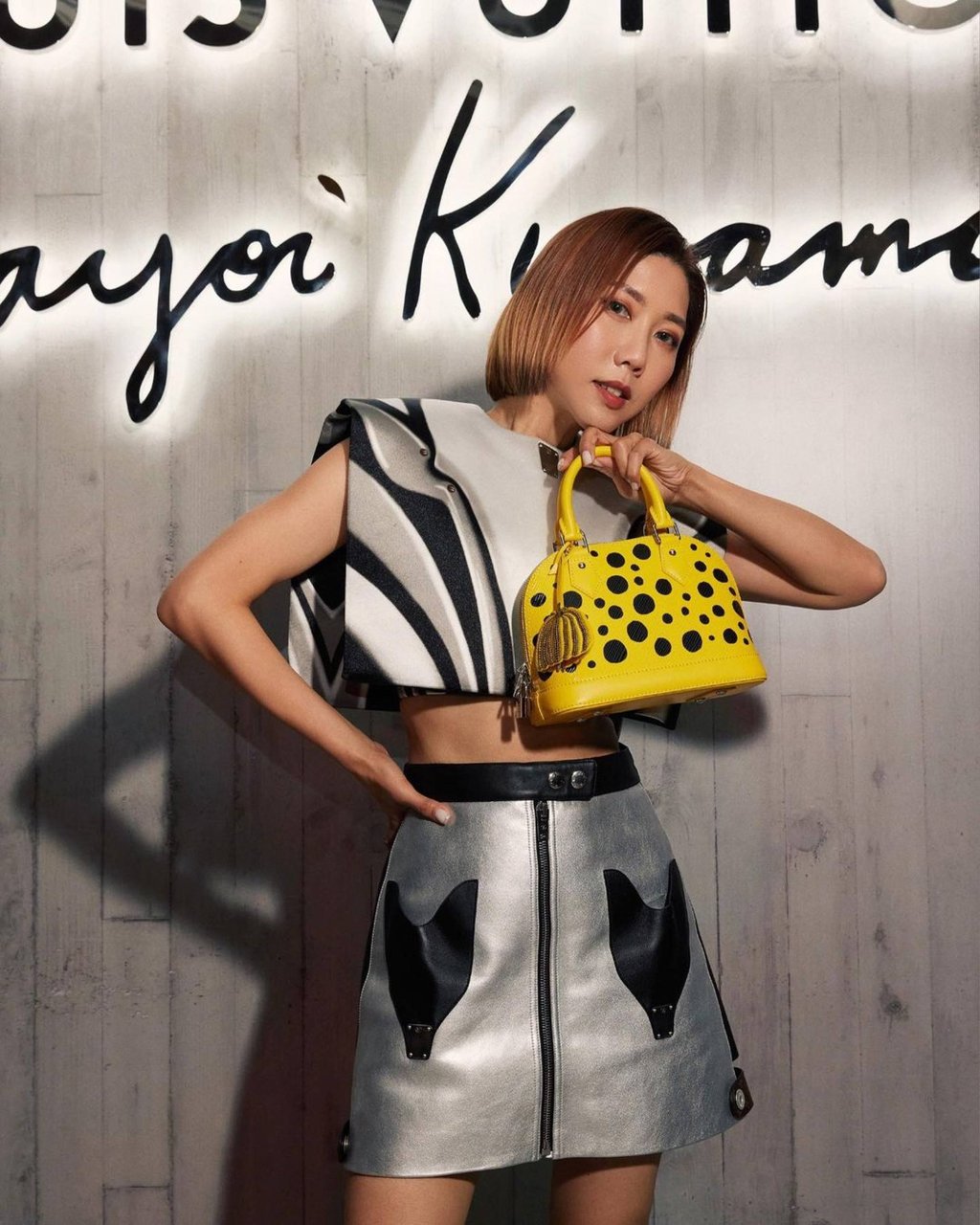Faye Tsui totes a Louis Vuitton x Yayoi Kusama bag, which showcases the artist’s well-known polka dot print. Photo: @faye_tsui/Instagram Faye Tsui totes a Louis Vuitton x Yayoi Kusama bag, which showcases the artist’s well-known polka dot print. Photo: @faye_tsui/Instagram