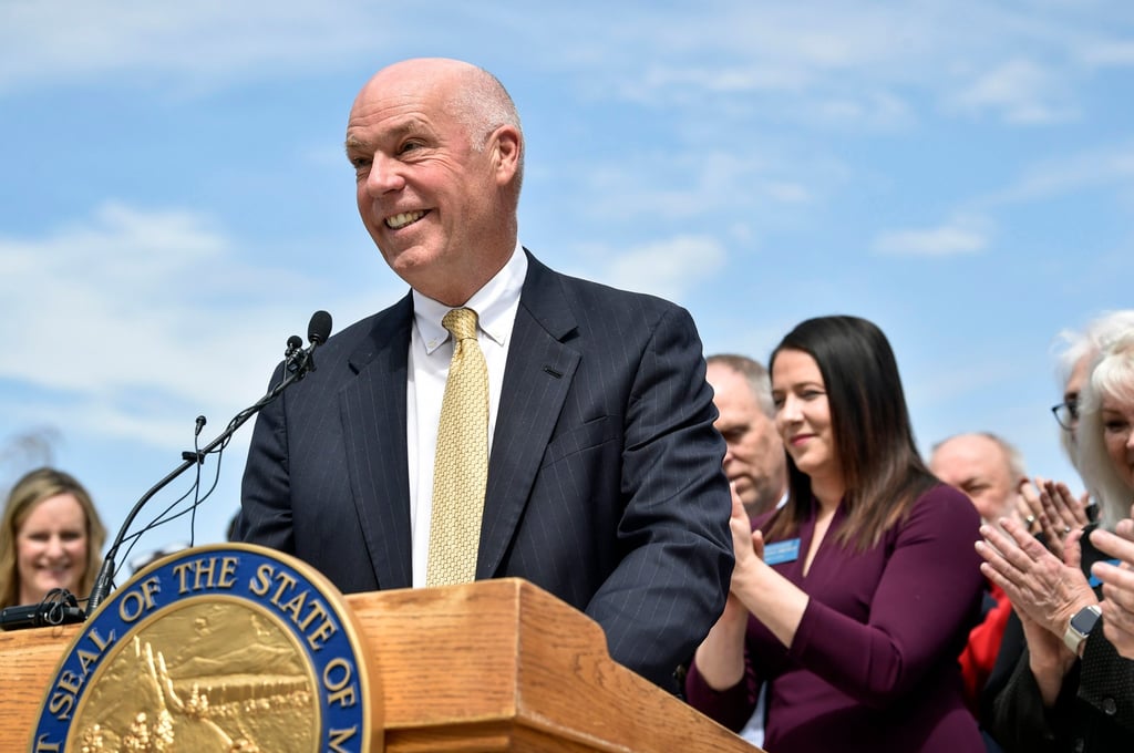 Montana Governor Greg Gianforte speaks at a bill-signing ceremony on the steps of the state capitol in Helena on May 3. Photo: Independent Record via AP Montana Governor Greg Gianforte speaks at a bill-signing ceremony on the steps of the state capitol in Helena on May 3. Photo: Independent Record via AP