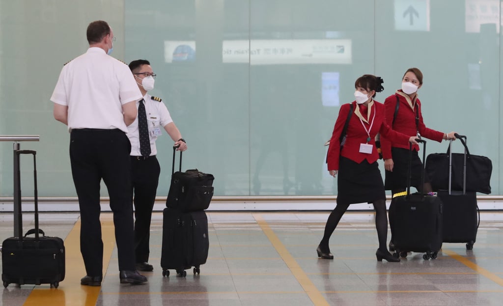 Cathay Pacific staff at Hong Kong International Airport. Photo: Edmond So