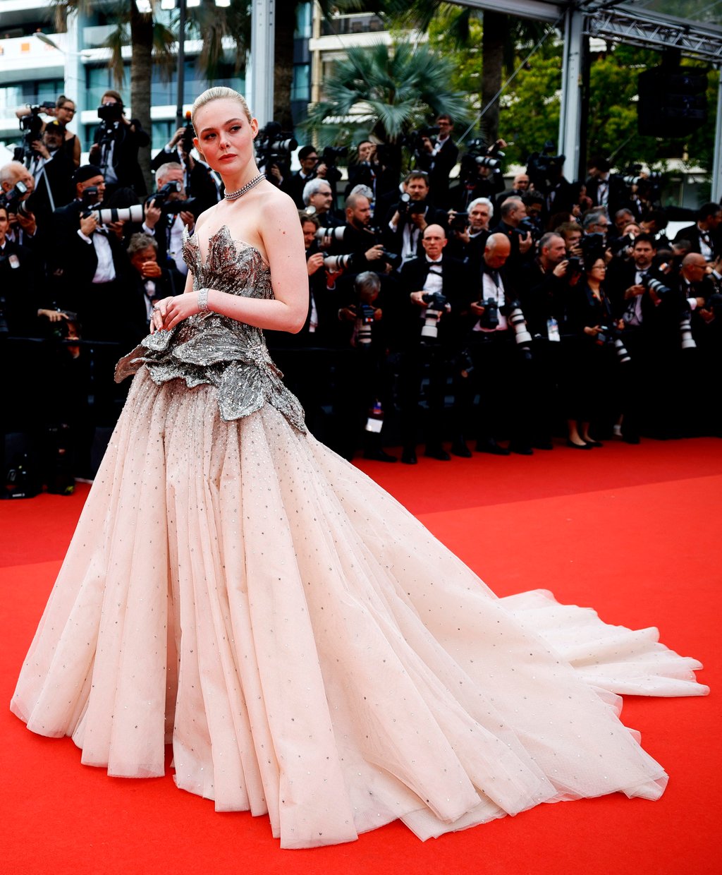 Elle Fanning at the 76th Cannes Film Festival opening ceremony and screening of the film Jeanne du Barry in Cannes, France, on May 16. Photo: Reuters Elle Fanning at the 76th Cannes Film Festival opening ceremony and screening of the film Jeanne du Barry in Cannes, France, on May 16. Photo: Reuters