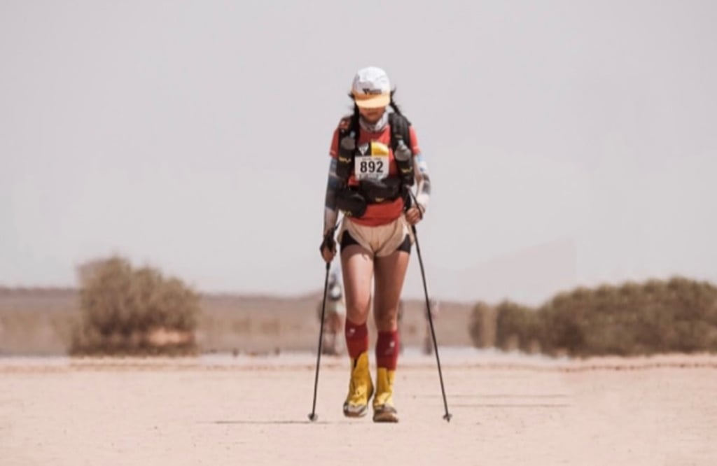 Nicole Chik takes on the extreme heat in the Sahara Desert. Photo: Handout