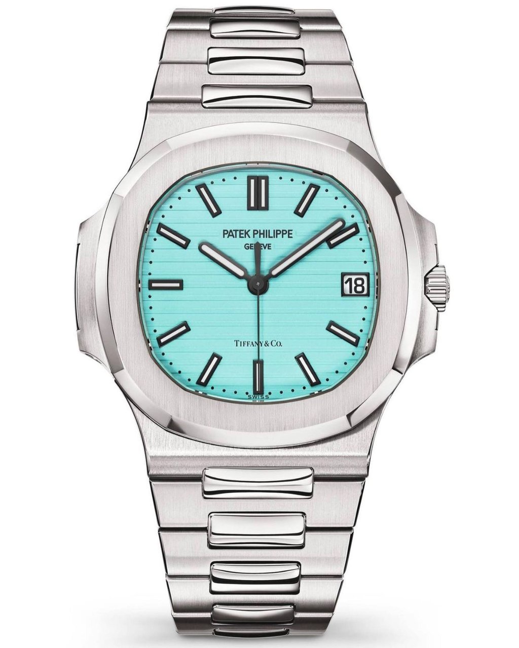 Patek Philippe’s limited-edition 5711 watch featuring a Tiffany blue dial. Photo: Handout