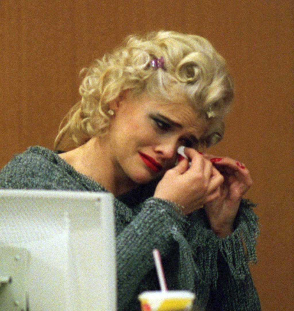 Anna Nicole Smith cries as she testifies against E. Pierce Marshall, saying he was the cause of her husband J. Howard Marshall’s death in probate court in Houston, in 2001. Photo: AP Anna Nicole Smith cries as she testifies against E. Pierce Marshall, saying he was the cause of her husband J. Howard Marshall’s death in probate court in Houston, in 2001. Photo: AP