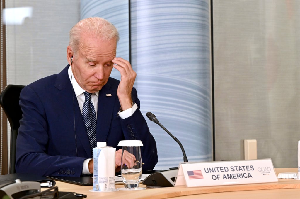 US President Joe Biden at a Quad leaders’ meeting in Japan on Saturday, on the sidelines of the G7 summit in Hiroshima. Photo: Pool Photo via AP US President Joe Biden at a Quad leaders’ meeting in Japan on Saturday, on the sidelines of the G7 summit in Hiroshima. Photo: Pool Photo via AP