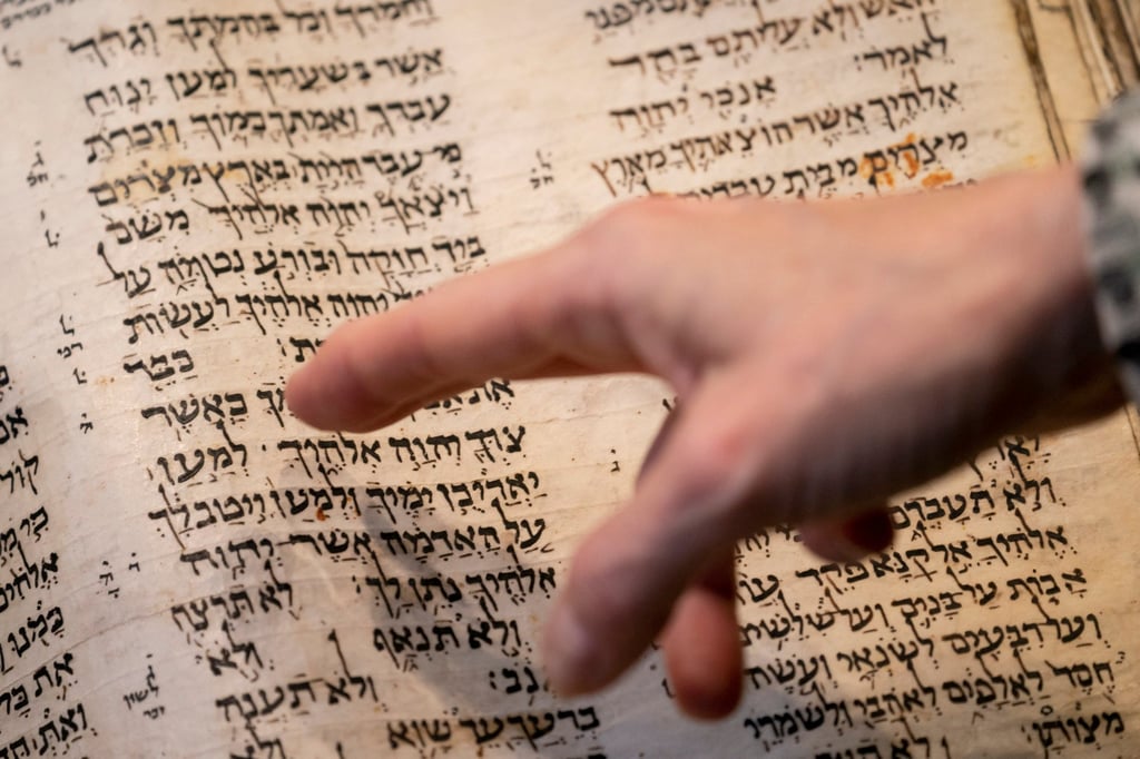 Sotheby’s sold the Codex Sassoon at auction in New York. The 1,100-year-old Hebrew Bible, one of the oldest surviving biblical manuscripts, sold for US$38.1 million. Photo: AP Sotheby’s sold the Codex Sassoon at auction in New York. The 1,100-year-old Hebrew Bible, one of the oldest surviving biblical manuscripts, sold for US$38.1 million. Photo: AP