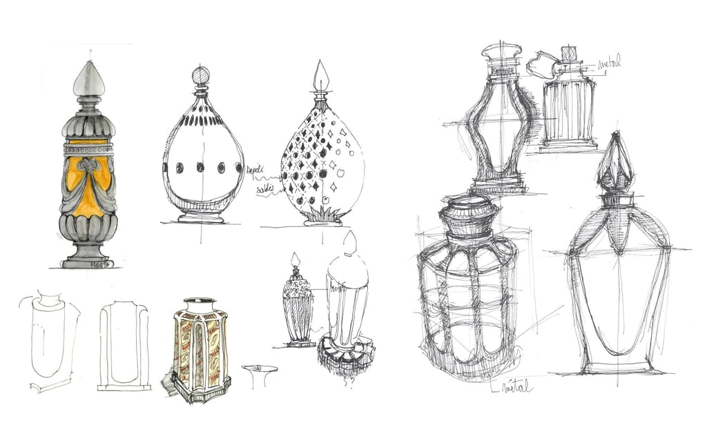 Sketches for Henry Jacques flacons. Sketches for Henry Jacques flacons.