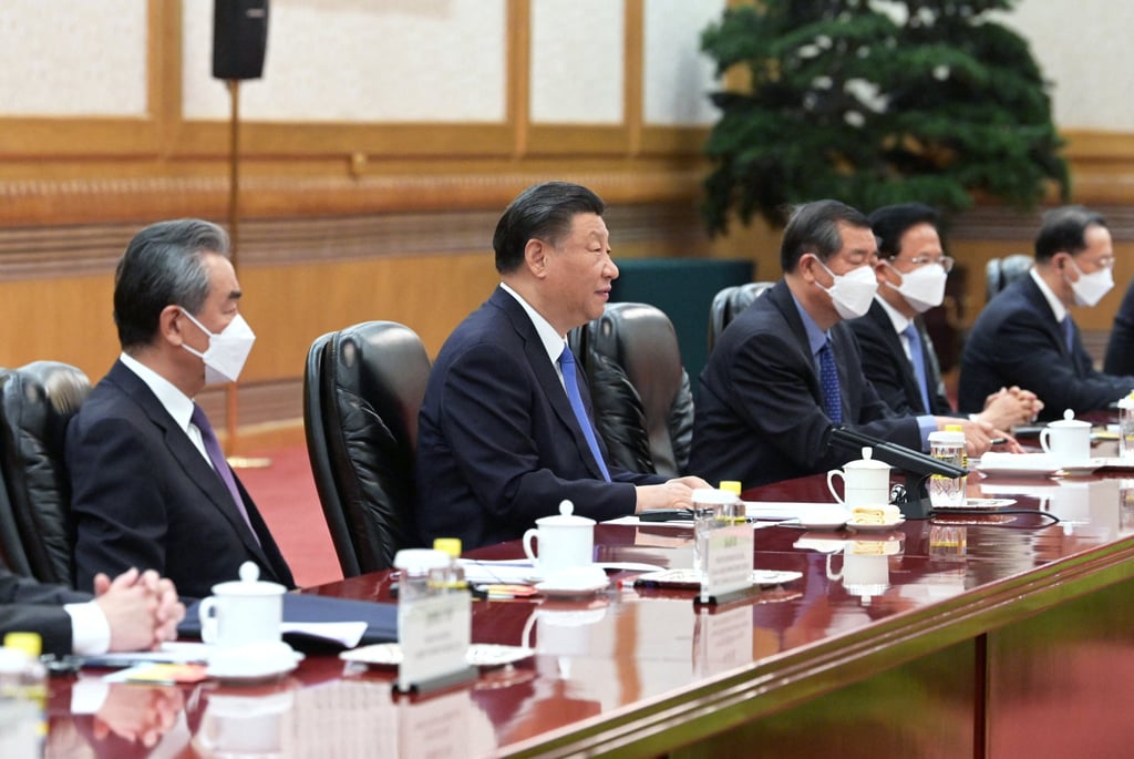 Chinese leader Xi Jinping (second from left) attends a meeting with the Russian prime minister at the Great Hall of the People. Photo: via Reuters Chinese leader Xi Jinping (second from left) attends a meeting with the Russian prime minister at the Great Hall of the People. Photo: via Reuters