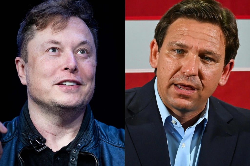 Elon Musk and Florida Governor Ron DeSantis. File photo: AFP