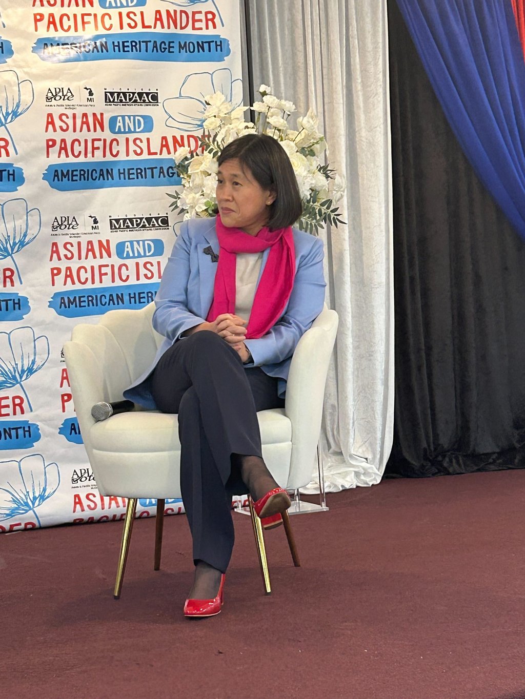 US Trade Representative Katherine Tai attending an event celebrating Asian American, Native Hawaiian and Pacific Islander Heritage Month in Detroit, Michigan, on Wednesday. Photo: Khushboo Razdan US Trade Representative Katherine Tai attending an event celebrating Asian American, Native Hawaiian and Pacific Islander Heritage Month in Detroit, Michigan, on Wednesday. Photo: Khushboo Razdan