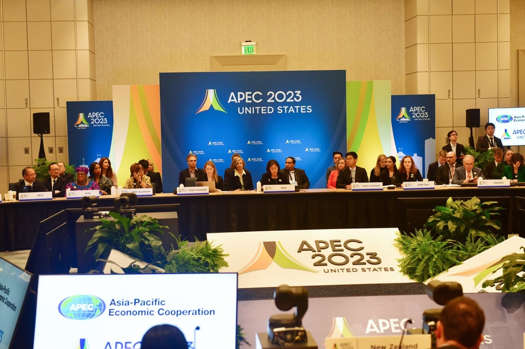Delegates attending the 2023 Asian-Pacific Economic Cooperation trade ministers meeting in Detroit. Photo: Xinhua