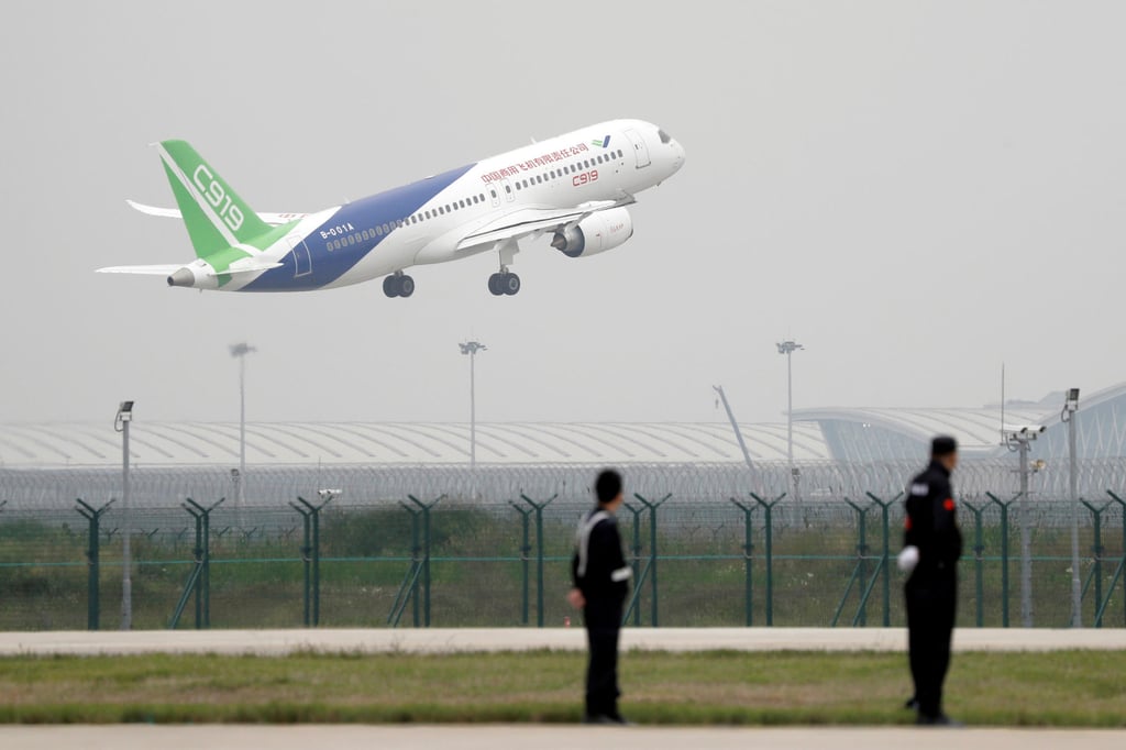C919 passenger jet takes off on its first flight at Pudong International Airport in Shanghai in May 2017. Photo: Reuters C919 passenger jet takes off on its first flight at Pudong International Airport in Shanghai in May 2017. Photo: Reuters