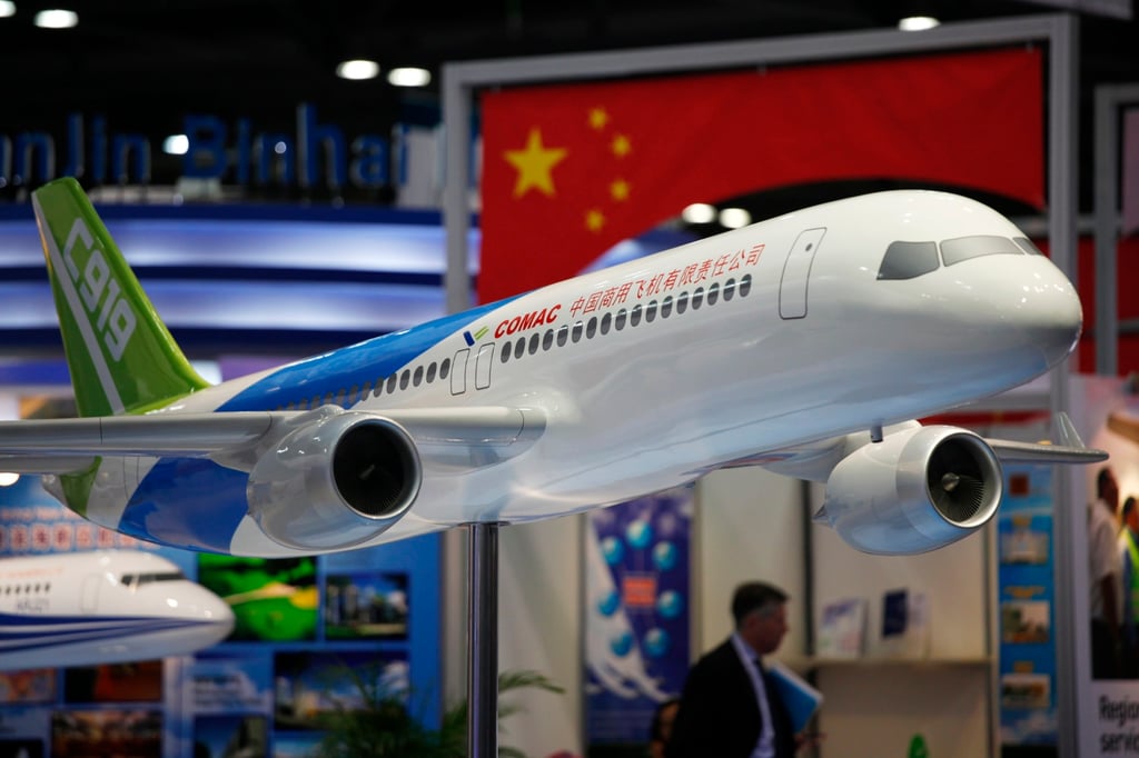 A model of a commercial C919 jumbo jet is displayed at the Asian Aerospace International Expo in Hong Kong in September 2009. Photo: AP A model of a commercial C919 jumbo jet is displayed at the Asian Aerospace International Expo in Hong Kong in September 2009. Photo: AP