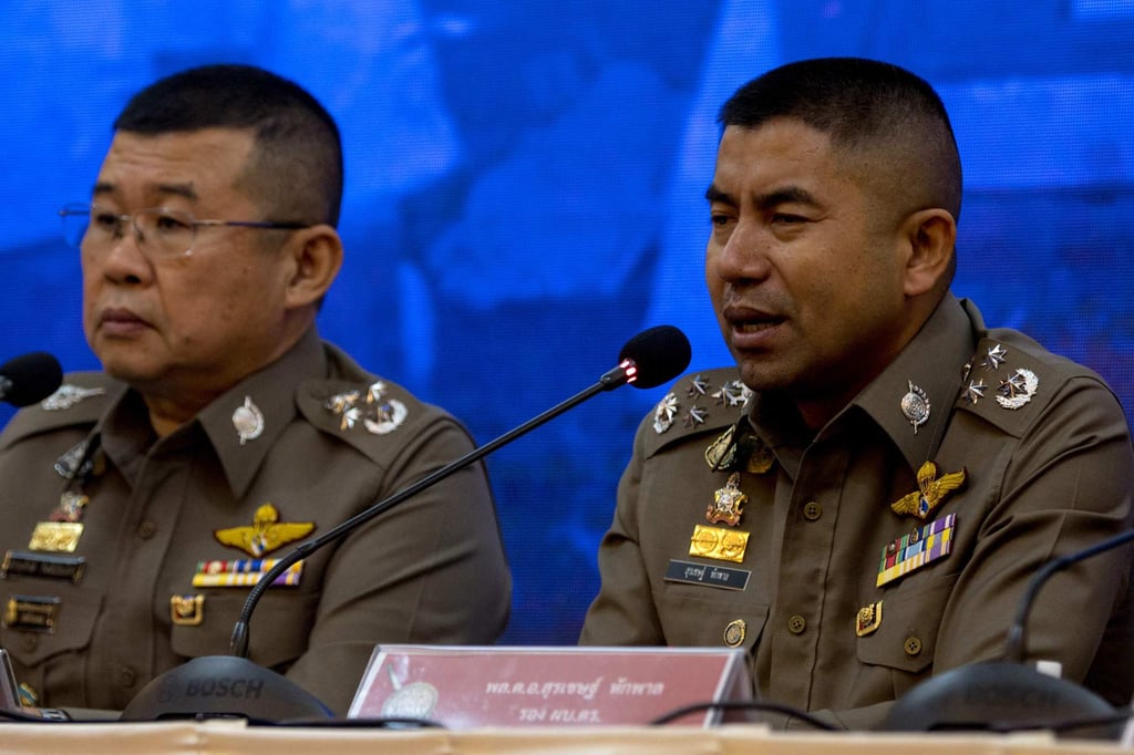 Thai police arrested Guo Rui, also known as Gegee, last week and imposed a travel ban on her for misusing her working relationship with national deputy police chief Surachate Hakparn (right). Photo: AFP