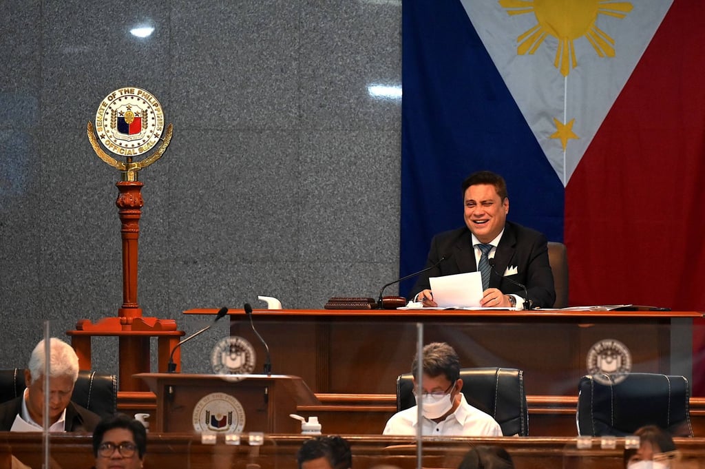 Senate President Juan Miguel Zubiri presides over the plenary session at the Senate in Manila on May 31, 2023. Photo: AFP Senate President Juan Miguel Zubiri presides over the plenary session at the Senate in Manila on May 31, 2023. Photo: AFP