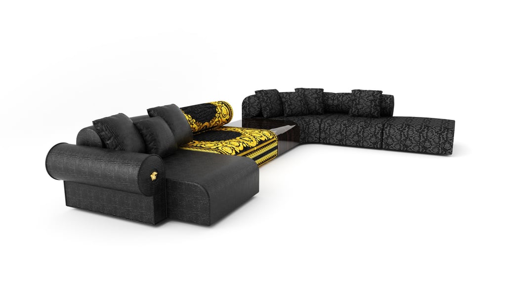 Versace’s Zensational modular sofa is a key item of the season. Photo: Versace Home Versace’s Zensational modular sofa is a key item of the season. Photo: Versace Home