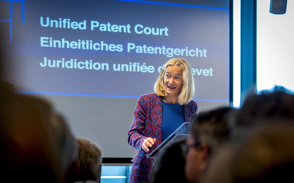 Dutch Economic Affairs Minister Micky Adriaansens gives a speech during the inauguration of the new main building of the European Patent Court in The Hague on May 10. Photo: AFP