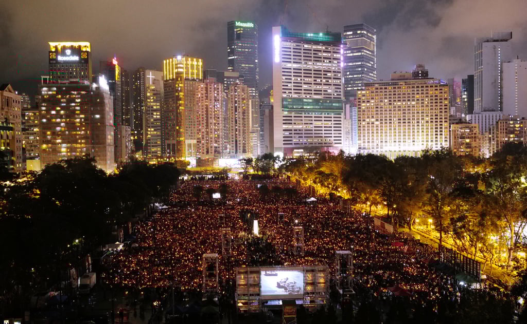 Crowds gather in Victoria Park for the candlelight vigil in 2019. Photo: SCMP Crowds gather in Victoria Park for the candlelight vigil in 2019. Photo: SCMP