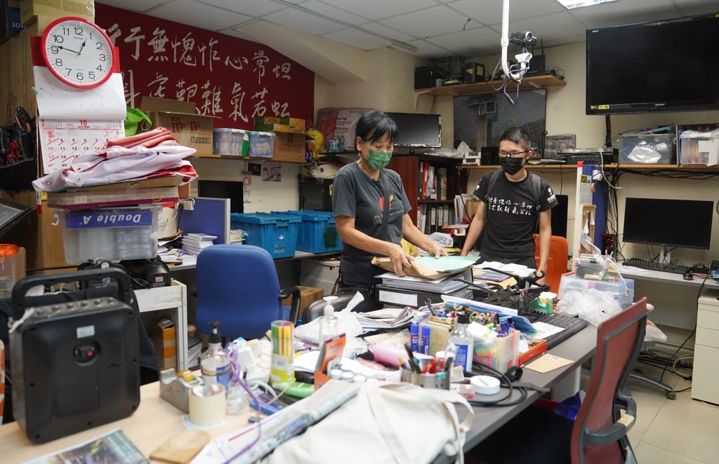 The League of Social Democrats’ Chan Po-ying and Dickson Chau Ka-faat at the group’s offices in Cheung Sha Wan in 2021. Photo: Sam Tsang The League of Social Democrats’ Chan Po-ying and Dickson Chau Ka-faat at the group’s offices in Cheung Sha Wan in 2021. Photo: Sam Tsang