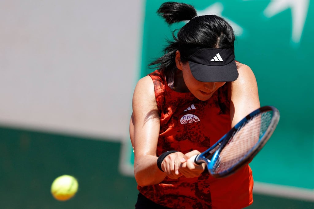 China’s Wang Xinyu plays a backhand return to Sweden’s Rebecca Peterson during their women’s singles match. Photo: AFP China’s Wang Xinyu plays a backhand return to Sweden’s Rebecca Peterson during their women’s singles match. Photo: AFP
