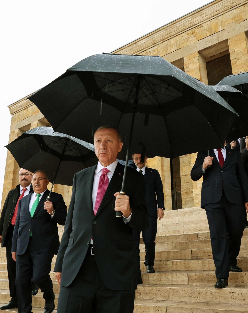 Turkish President Recep Tayyip Erdogan, centre, visits the mausoleum of Turkish Republic’s Founder Mustafa Kemal Ataturk, in Ankara, Turkey on Saturday. Photo: Handout / Press Office of the Republic of Turkey / AFP