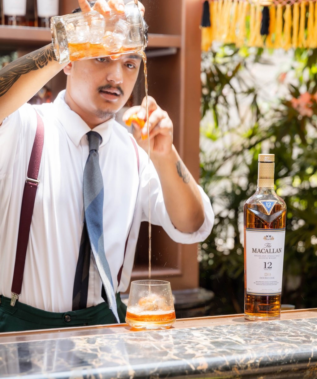 A mixologist makes a Macallan signature cocktail at a tasting event for the Double Cask Collection. Photo: The Macallan A mixologist makes a Macallan signature cocktail at a tasting event for the Double Cask Collection. Photo: The Macallan