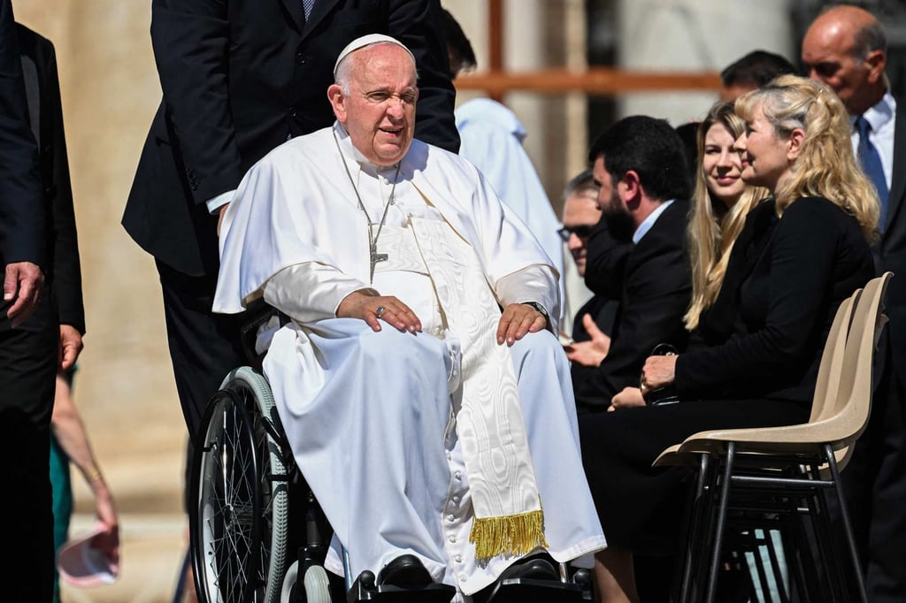 Pope Francis prepares to leave at the end of the weekly general audience at St Peter’s square on Wednesday. Photo: Agence France-Presse Pope Francis prepares to leave at the end of the weekly general audience at St Peter’s square on Wednesday. Photo: Agence France-Presse
