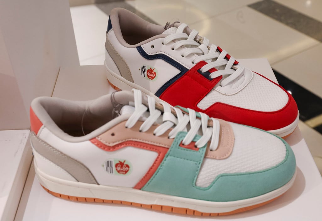 Kibo’s Apple Kicks are displayed at Harvey Nichols in Hong Kong. Photo: Edmond So Kibo’s Apple Kicks are displayed at Harvey Nichols in Hong Kong. Photo: Edmond So