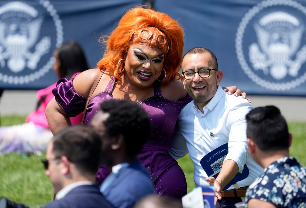 People gather on the South Lawn of the White House in Washington during a Pride Month celebration on Saturday. Photo: AP People gather on the South Lawn of the White House in Washington during a Pride Month celebration on Saturday. Photo: AP