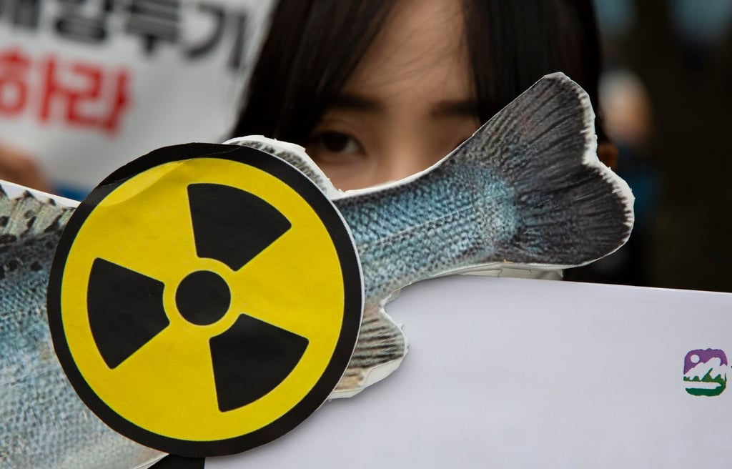 Environmentalists protest in South Korea against Japan’s waste-water discharge plan. Photo: EPA-EFE Environmentalists protest in South Korea against Japan’s waste-water discharge plan. Photo: EPA-EFE