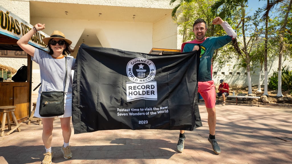 Jamie McDonald set a Guinness World Record for visiting the Seven Wonders in seven days. Photo: Travelport Jamie McDonald set a Guinness World Record for visiting the Seven Wonders in seven days. Photo: Travelport