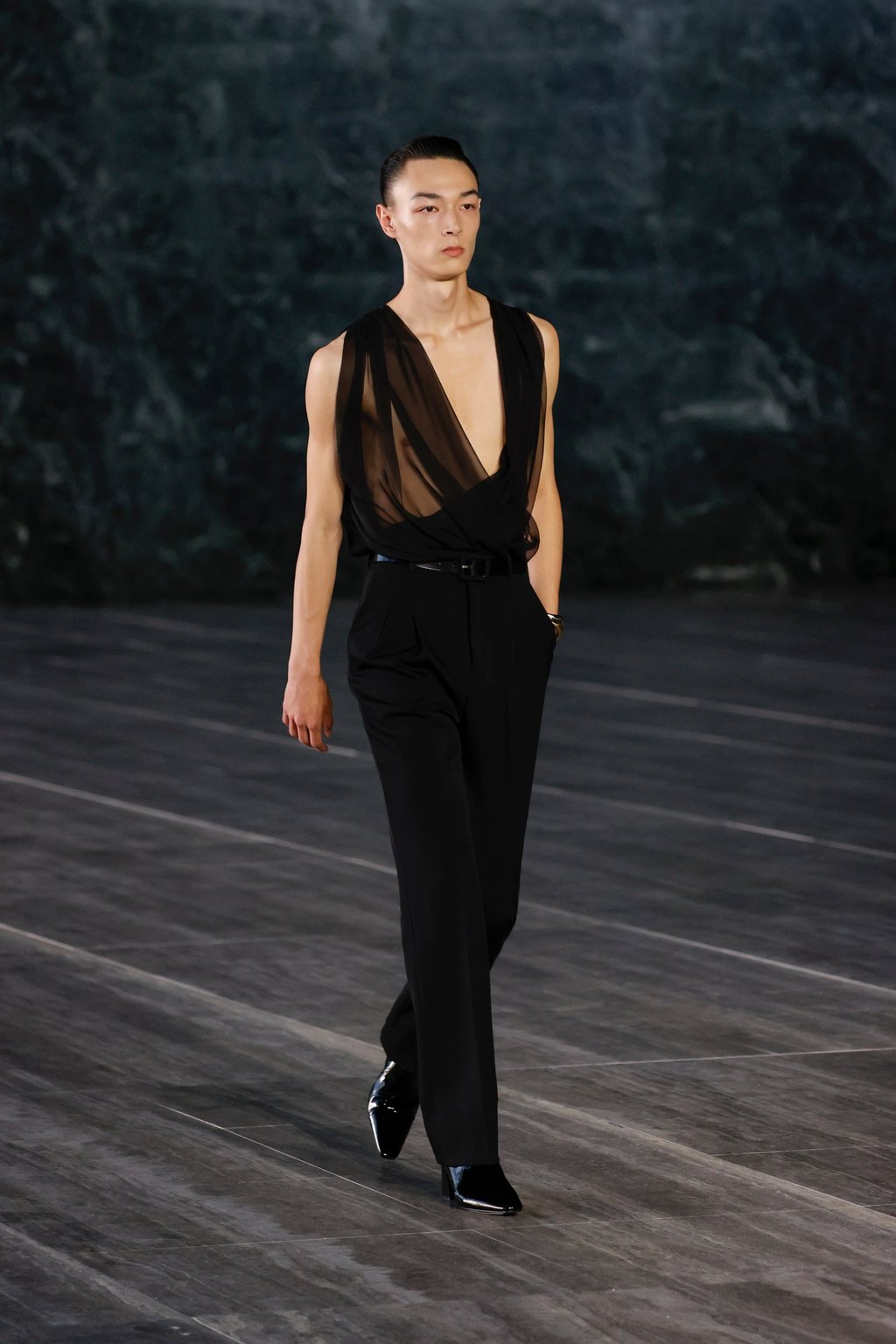 Saint Laurent brought black, black and more black for its summer 2024 men’s show held in Berlin, on June 12. Photo: Handout