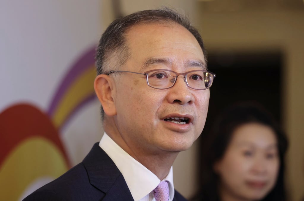 Hong Kong Monetary Authority (HKMA) Chief Executive Eddie Yue Wai-man, speaks to the press at the HKMA-BIS Joint Conference, at The Rosewood in Tsim Sha Tsui on March 24, 2023. Photo: SCMP / Jonathan Wong