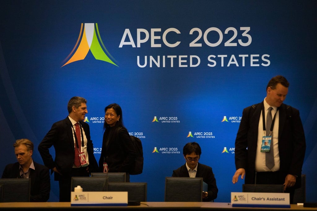 Delegates during an Asia-Pacific Economic Cooperation forum ministerial meeting in Detroit, Michigan, on May 26. Photo: Bloomberg