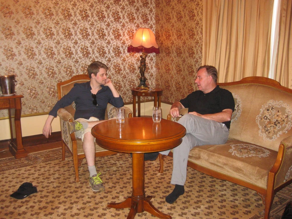 Edward Snowden (left) and Robert Tibbo reunite in Moscow, Russia, in 2016. Photo: Robert Tibbo