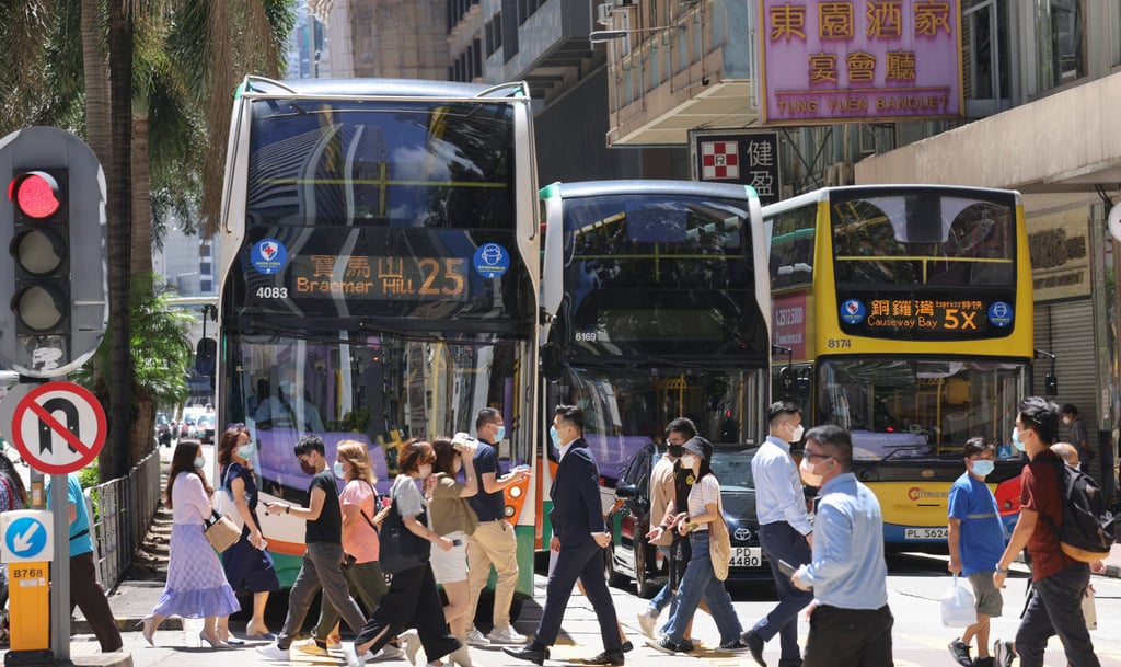 Buses in Hong Kong, such as these plying their routes in Wan Chai in July 2022, face unique demands because of Hong Kong’s hot, humid summers and narrow, steep and winding roads. Photo: Nora Tam