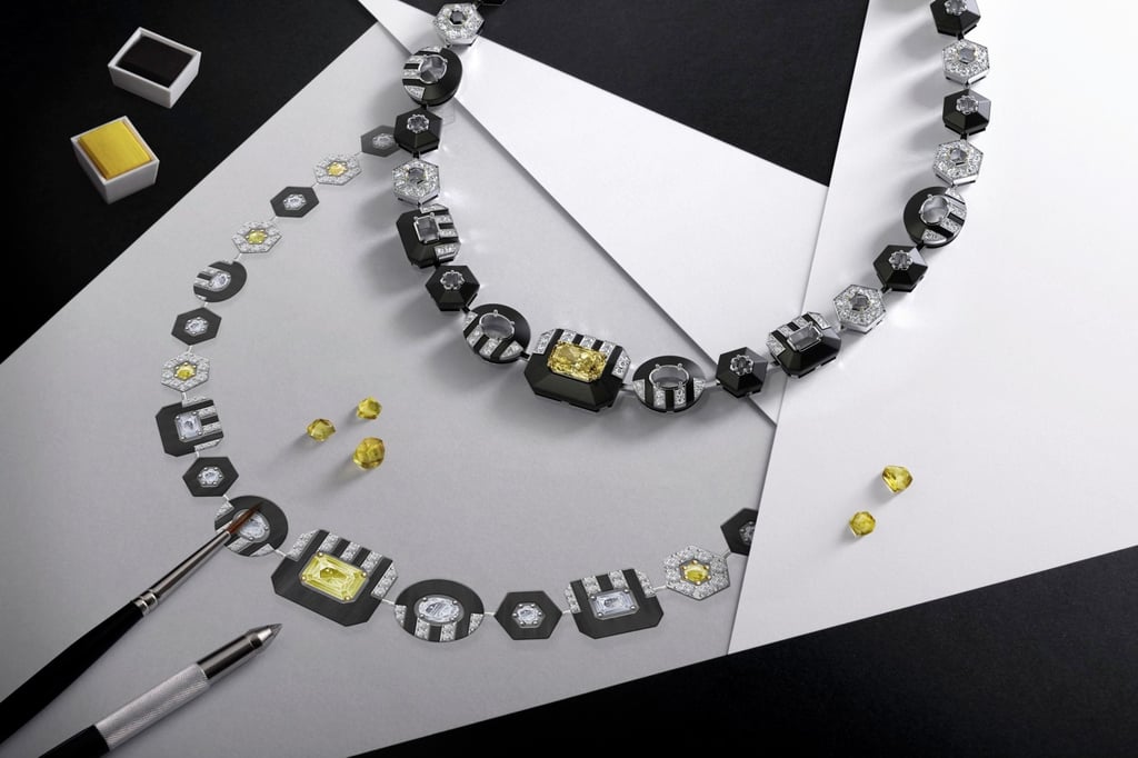 De Beers’ striking Optical Wonder necklace. De Beers’ striking Optical Wonder necklace.