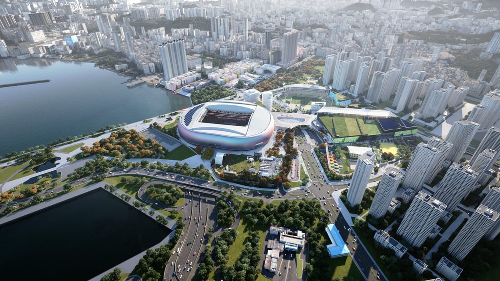 An artist’s impression of what a finished Kai Tak Sports Park might look like. Photo: Handout An artist’s impression of what a finished Kai Tak Sports Park might look like. Photo: Handout
