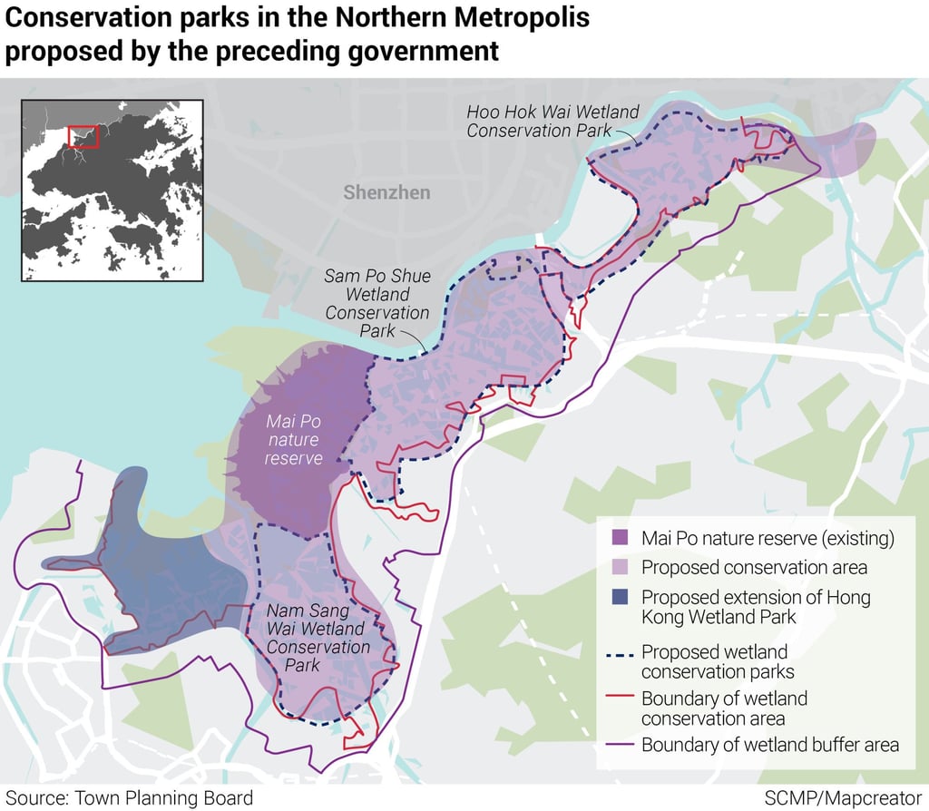 Conservation parks in the Northern Metropolis proposed by government officials. Photo: SCMP/Mapcreator