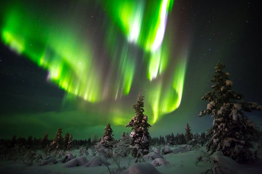 Aurora borealis (northern lights) in Lapland, Finland. Photo: Shutterstock Aurora borealis (northern lights) in Lapland, Finland. Photo: Shutterstock