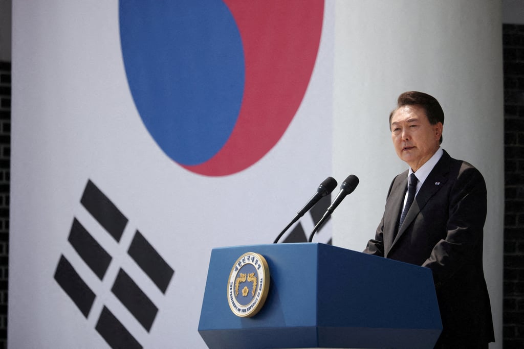 South Korean President Yoon Suk-yeol during an event for Memorial Day earlier this month. Photo: Reuters South Korean President Yoon Suk-yeol during an event for Memorial Day earlier this month. Photo: Reuters
