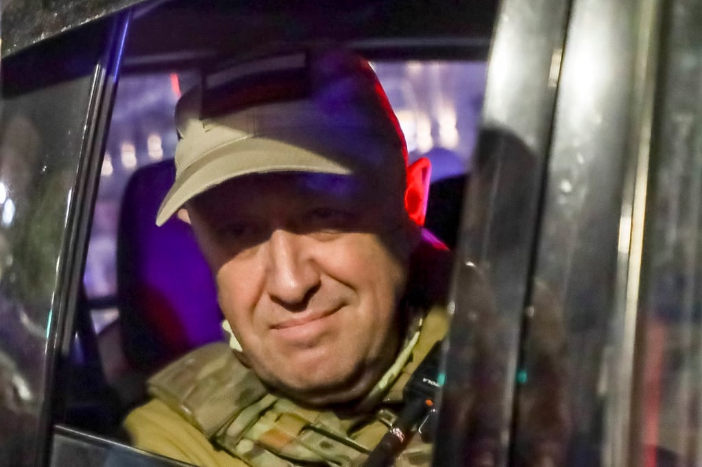 Yevgeny Prigozhin, the owner of the Wagner Group military company, looks out from a military vehicle on a street in Rostov-on-Don, Russia, on Saturday. Photo: AP