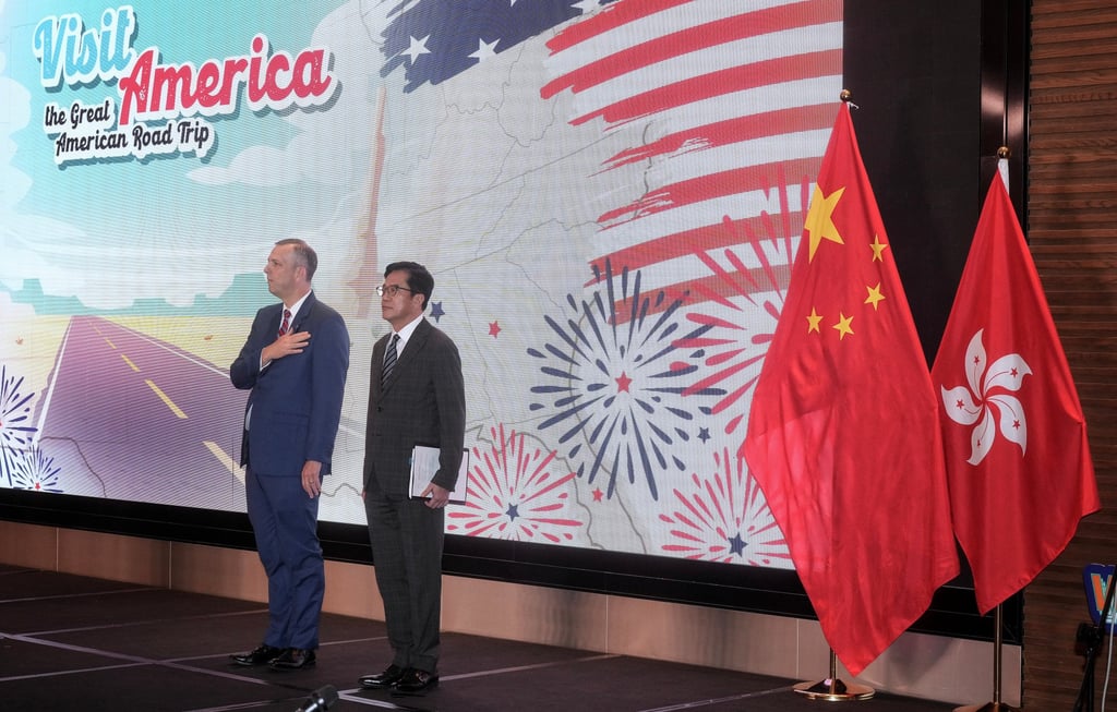US Consul Gregory May, left, and Deputy Financial Secretary Michael Wong Wai-lun, at a recent reception ahead of America’s July 4 Independence Day. Photo: SCMP / Elson Li
