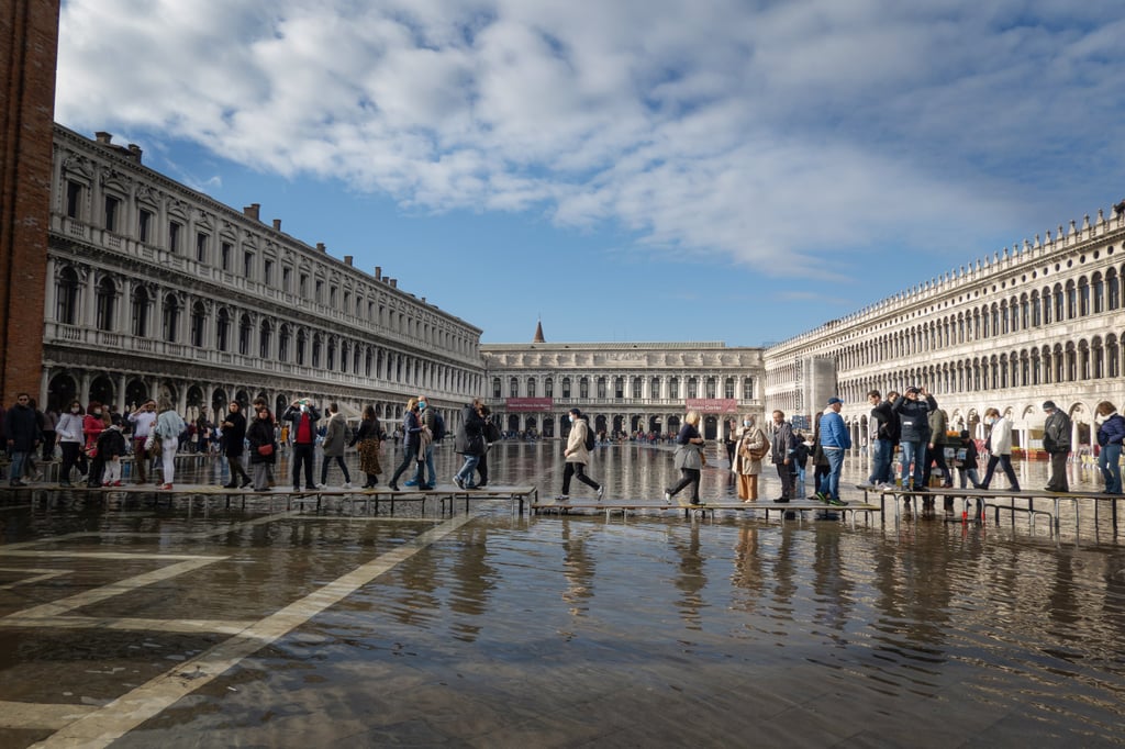 A flooded St Mark’s Square in a still from BBC Earth’s “Saving Venice”. Photo: All3Media A flooded St Mark’s Square in a still from BBC Earth’s “Saving Venice”. Photo: All3Media