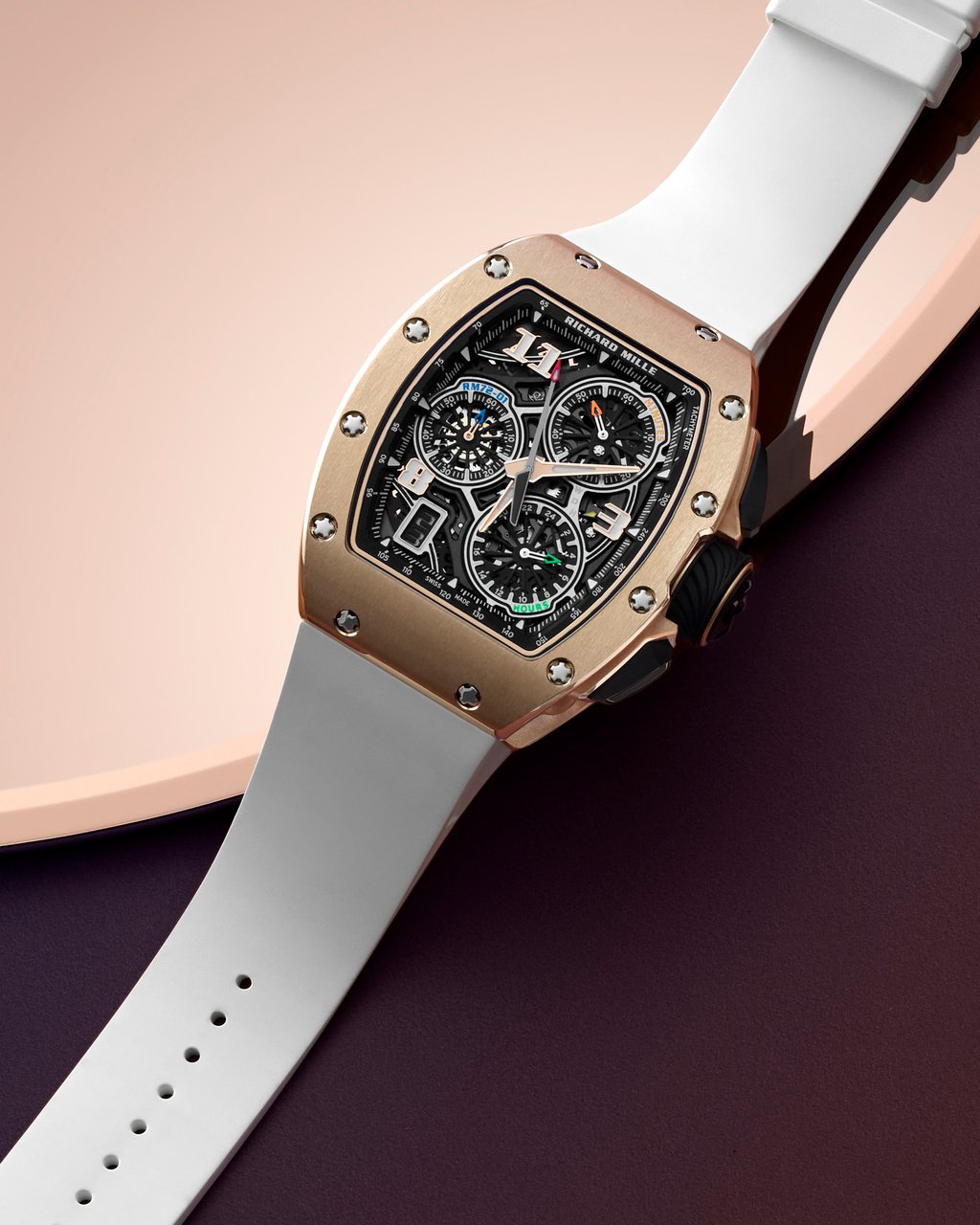 A patent is pending for the RM 72-01 Lifestyle In-House Chronograph’s double-oscillating pinion. A patent is pending for the RM 72-01 Lifestyle In-House Chronograph’s double-oscillating pinion.